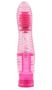 Розовый вибратор с рёбрышками Lines Exciter - 16,2 см.