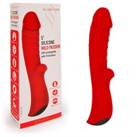 Красный вибромассажер 5" Silicone Wild Passion - 19,1 см.