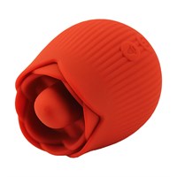 Красный стимулятор клитора в виде бутона с язычком - 339550