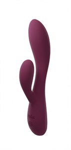 Перезаряжаемый вибратор "Rio" фиолетового цвета с клиторальным отростком