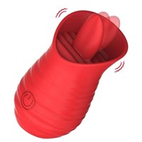 Красный клиторальный вибратор с язычком