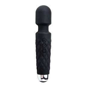 Черный перезаряжаемый wand-вибратор -15,5 см.