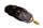 Золотистая анальная пробка с чёрным лисьим хвостом - фото 299268