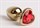 Золотистая анальная пробка с красным стразиком-сердечком - 8 см. - фото 301328