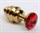 Золотистая рифлёная пробка с красным стразом - 8,2 см. - фото 301501