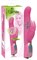 Розовый вибратор Pearl Bunny с загнутой головкой и клиторальным зайчиком - 26 см. - фото 392014