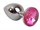 Серебряная металлическая анальная пробка с розовым стразиком - 7,6 см. - фото 394312