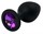 Черная силиконовая анальная пробка с фиолетовым стразом - 8,2 см. - фото 394620