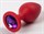 Красная силиконовая анальная пробка с фиолетовым стразом - 8,2 см. - фото 394626