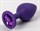 Фиолетовая силиконовая анальная пробка с фиолетовым стразом - 8,2 см. - фото 394638