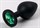 Черная силиконовая анальная пробка с зеленым стразом - 8,2 см. - фото 394640