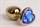 Золотистая анальная пробка с синим стразиком-сердечком - 7,5 см. - фото 395343