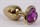 Золотистая анальная пробка с фиолетовым стразиком-сердечком - 7,5 см. - фото 395345