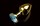 Маленькая золотистая анальная пробка с круглым кончиком и голубым кристаллом - 7 см. - фото 395948