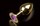 Большая золотая анальная пробка с закругленным кончиком и фиолетовым кристаллом - 9 см. - фото 395959