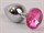 Серебряная металлическая анальная пробка с розовым стразиком - 9,5 см. - фото 397783