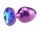 Фиолетовая анальная пробка с синим стразом - 7,6 см. - фото 397802
