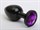 Чёрная анальная пробка с фиолетовым стразом - 7,6 см. - фото 397810