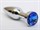 Удлинённая серебристая пробка с синим кристаллом - 11,2 см. - фото 397849