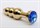 Золотистая анальная ёлочка с синим кристаллом - 11,2 см. - фото 397856