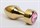 Золотистая анальная пробка с широким основанием и розовым кристаллом - 7,8 см. - фото 397912