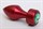 Красная анальная пробка с широким основанием и зелёным кристаллом - 7,8 см. - фото 397916