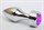 Серебристая анальная пробка с широким основанием и фиолетовым кристаллом - 7,8 см. - фото 397919