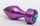 Фиолетовая анальная пробка с широким основанием и зелёным кристаллом - 7,8 см. - фото 397926