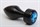Чёрная анальная пробка с широким основанием и голубым кристаллом - 7,8 см. - фото 397932