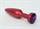 Большая красная анальная пробка с фиолетовым стразом - 11,2 см. - фото 398260