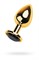 Золотистая анальная втулка со стразом чёрного цвета - 9,5 см. - фото 401879