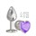 Серебристая анальная втулка с фиолетовым кристаллом-сердцем - 7 см. - фото 402339