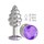 Серебристая пробка с рёбрышками и фиолетовым кристаллом - 7 см. - фото 402543