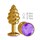 Золотистая пробка с рёбрышками и фиолетовым кристаллом - 7 см. - фото 403410