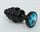 Черная фигурная анальная пробка с голубым кристаллом - 8,2 см. - фото 404266