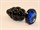 Черная фигурная анальная пробка с синим кристаллом - 8,2 см. - фото 404275
