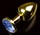 Золотистая анальная втулка с синим стразом - 7 см. - фото 407272