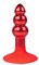 Красная анальная пробка-елочка с круглым ограничителем - 9 см. - фото 408341