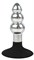 Серебристо-черная анальная пробка-елочка с круглым ограничителем - 9 см. - фото 408353