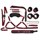 Черно-красный набор БДСМ: наручники, оковы, ошейник с поводком, кляп, маска, плеть, лиф - фото 408449