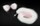 Серебристая анальная пробка с бело-розовым хвостиком и ободком-ушками - фото 408921