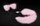 Серебристая анальная пробка с розовым хвостиком и ободком-ушками - фото 408923