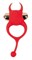 Красное эрекционное виброкольцо с рожками и хвостиком - фото 408947