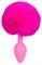 Розовая анальная втулка с меховым хвостиком - фото 411449