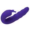 Фиолетовый вибратор Ribbed Dual Stimulator with Rolling Ball - 17 см. - фото 416992