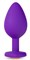 Фиолетовая анальная пробка Bling Plug Medium с золотистым стразом - 8,3 см. - фото 419594