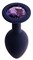 Черничная анальная пробка с фиолетовым кристаллом Gamma L - 9,4 см. - фото 423429