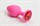 Розовая силиконовая анальная пробка с красным стразом - 7,1 см. - фото 443232