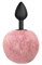 Черная анальная пробка с розовым пушистым хвостиком Fluffy - фото 443534