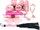 Набор БДСМ в розовом цвете: наручники, поножи, кляп, ошейник с поводком, маска, веревка, плеть - фото 444069